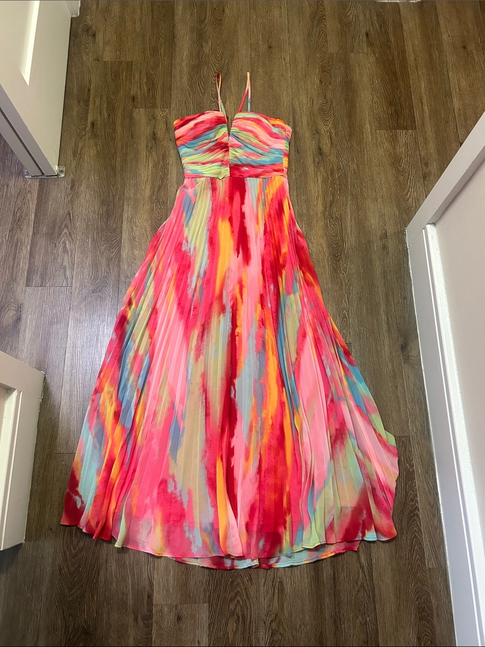 Aqua Multicolor Watercolor Maxi Dress size 0